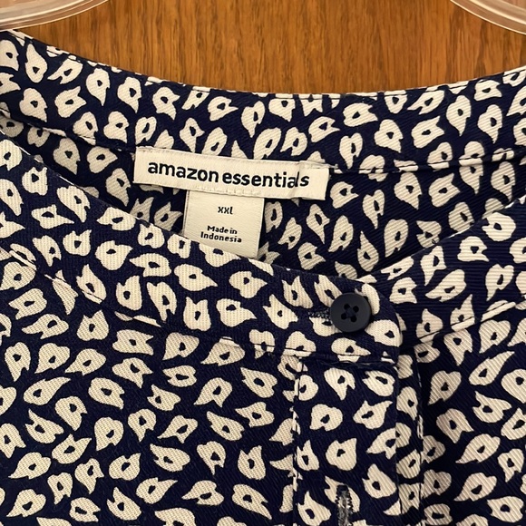 Womens Navy and White Print Tunic Blouse, Size XXL - Picture 2 of 5